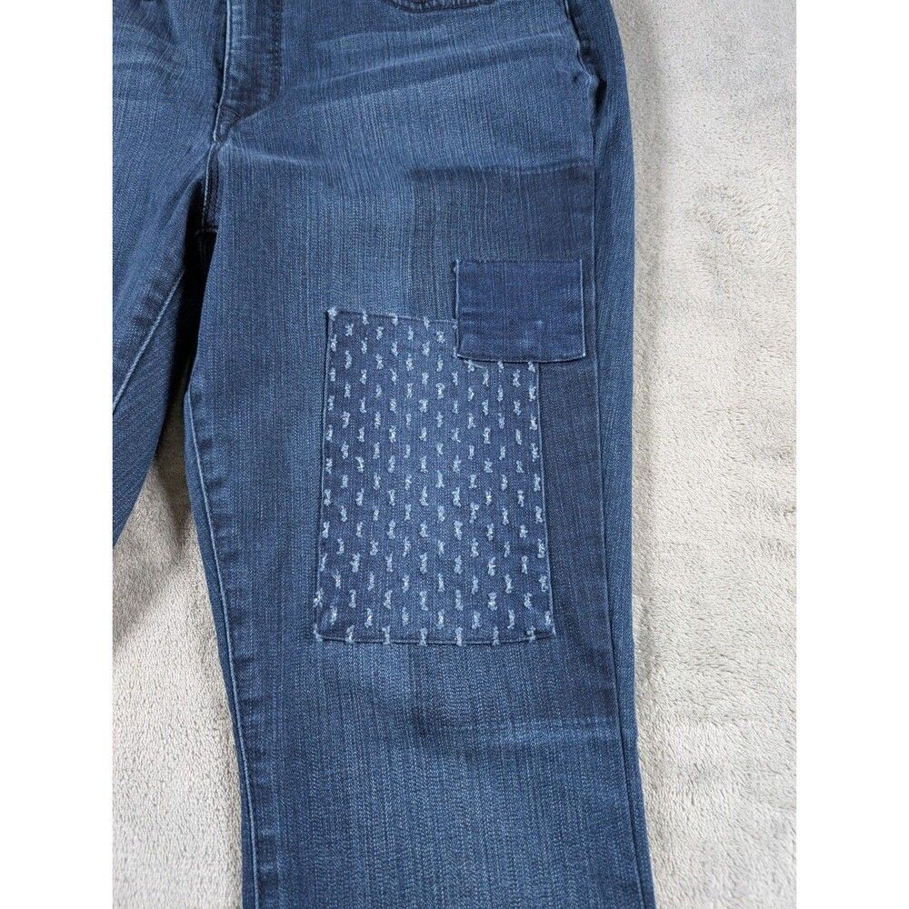 Martha Stewart Jeans Womens 10P Petite Skinny Ankle Blue Stretch Knee Patch - Picture 5 of 15